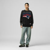 New England Patriots Women's Delineate Mineral Wash Crewneck Sweatshirt - Black Sweatshirts