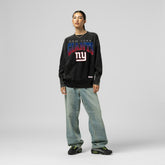 New York Giants Women's Delineate Mineral Wash Crewneck Sweatshirt - Black Sweatshirts