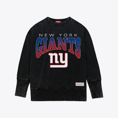 New York Giants Women's Delineate Mineral Wash Crewneck Sweatshirt - Black Sweatshirts