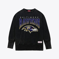Baltimore Ravens Women's Delineate Mineral Wash Crewneck Sweatshirt - Black Sweatshirts