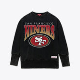 San Francisco 49ers Women's Delineate Mineral Wash Crewneck Sweatshirt - Black Sweatshirts