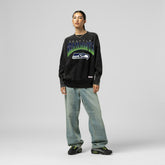 Seattle Seahawks Women's Delineate Mineral Wash Crewneck Sweatshirt - Black Sweatshirts