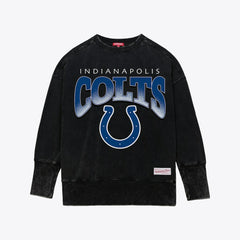 Indianapolis Colts Women's Delineate Mineral Wash Crewneck Sweatshirt - Black Sweatshirts