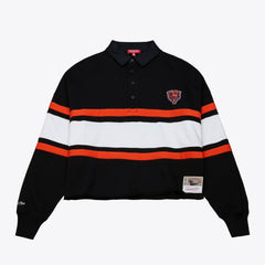 Chicago Bears Women's Cropped Long Sleeve Rugby Polo - Black