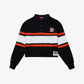 Denver Broncos Women's Throwback Cropped Long Sleeve Rugby Polo - Black