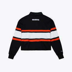 Denver Broncos Women's Throwback Cropped Long Sleeve Rugby Polo - Black