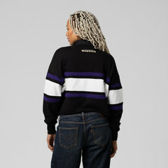 Baltimore Ravens Women's Cropped Long Sleeve Rugby Polo - Black