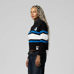 Detroit Lions Women's Cropped Long Sleeve Rugby Polo - Black