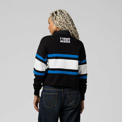 Detroit Lions Women's Cropped Long Sleeve Rugby Polo - Black
