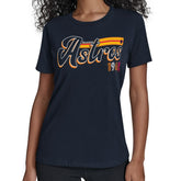 Houston Astros Starter Women's Groovy Script Team Fitted T-Shirt - Navy T-shirts