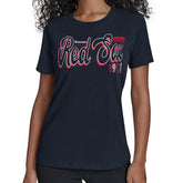 Boston Red Sox Starter Women's Groovy Script Team Fitted T-Shirt - Navy T-shirts
