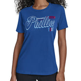 Philadelphia Phillies Starter Women's Groovy Script Team Fitted T-Shirt - Royal T-shirts