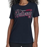 Washington Nationals Starter Women's Groovy Script Team Fitted T-Shirt - Navy T-shirts