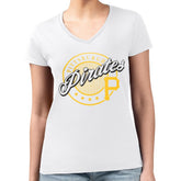 Pittsburgh Pirates G-III 4Her by Carl Banks Women's Super-Slim Fit Lightweight Pinstripe Circle V-Neck T-Shirt - White T-shirts