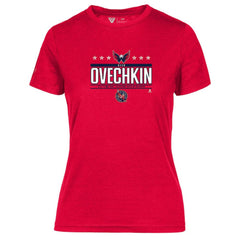 Alexander Ovechkin Washington Capitals Levelwear Women's NHL All-Time Leading Goal Scorer Milestone Stars Name & Number Maddox T-Shirt - Red | US 203056596