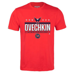 Alexander Ovechkin Washington Capitals Levelwear NHL All-Time Leading Goal Scorer Milestone Stars Name & Number Richmond T-Shirt - Red | US 203056602