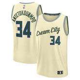 Giannis Antetokounmpo Milwaukee Bucks Youth 2025/26 City Edition Fast Break Jersey Cream - Fanatics