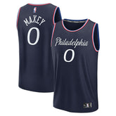Tyrese Maxey Philadelphia 76ers Youth 2025/26 City Edition Fast Break Jersey Navy - Fanatics