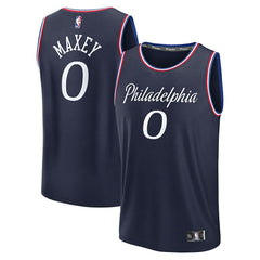 Tyrese Maxey Philadelphia 76ers Youth 2025/26 City Edition Fast Break Jersey Navy - Fanatics