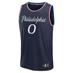 Tyrese Maxey Philadelphia 76ers Youth 2025/26 City Edition Fast Break Jersey Navy - Fanatics