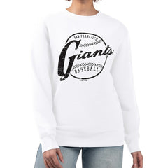 San Francisco Giants G-III 4Her by Carl Banks Women's Distressed Baseball Team Fleece Pullover Sweatshirt - White Pullover