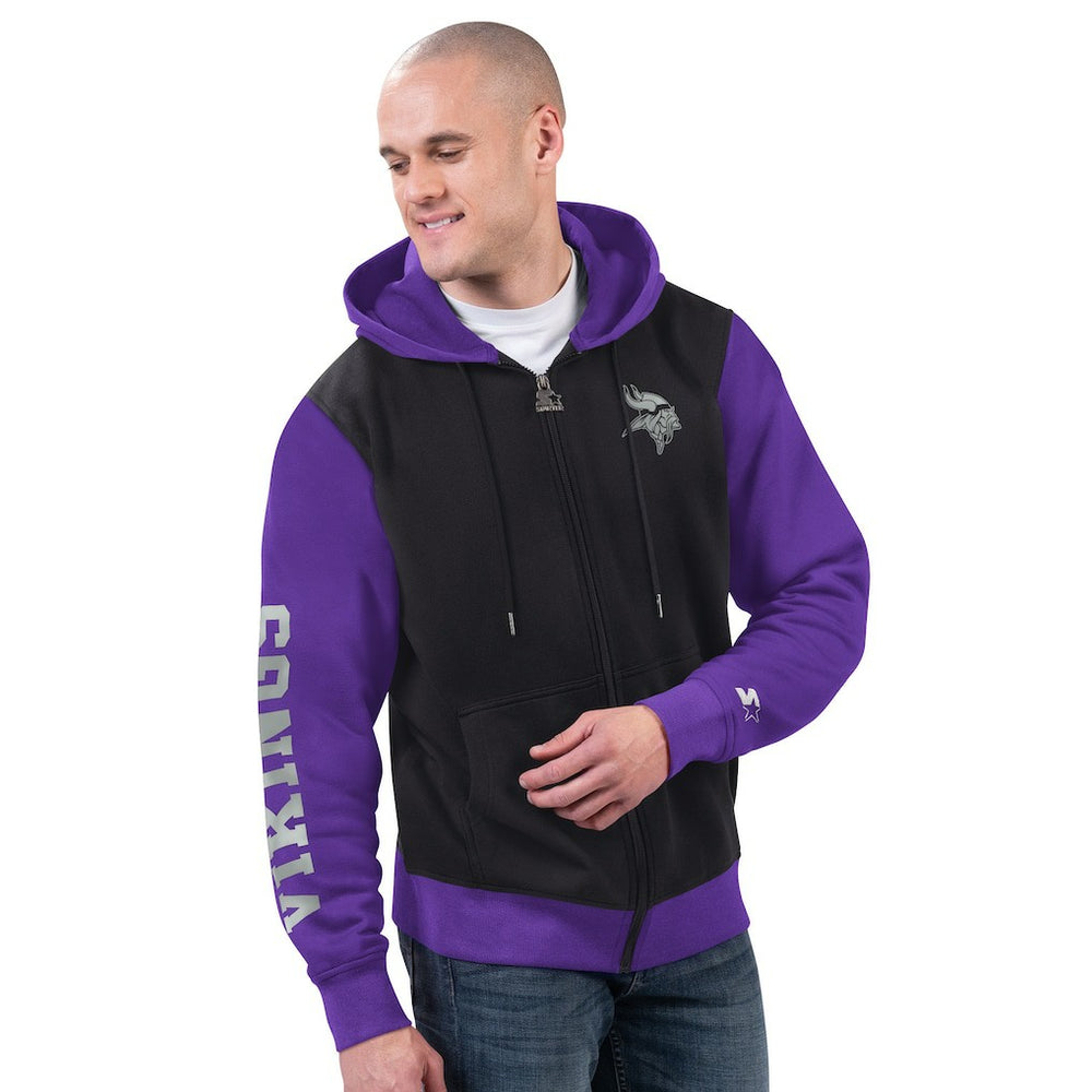 Minnesota Vikings Starter Thursday Night Gridiron Full-Zip Hoodie - Black/Purple Hoodies