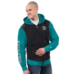 Miami Dolphins Starter Thursday Night Gridiron Full-Zip Hoodie - Black/Aqua Hoodies