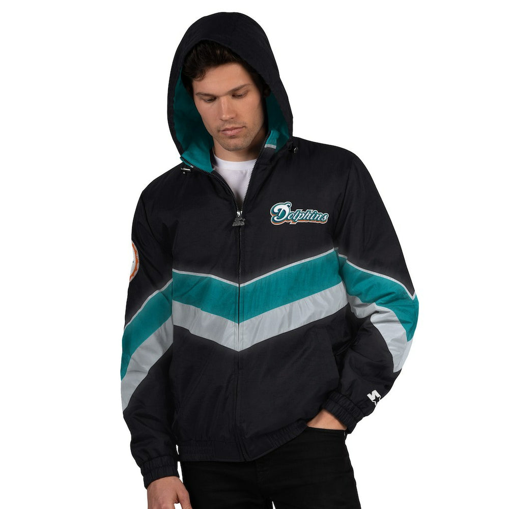 Miami Dolphins Starter Thursday Night Gridiron Vintage Logo Full-Zip Hoodie - Black Hoodies