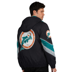 Miami Dolphins Starter Thursday Night Gridiron Vintage Logo Full-Zip Hoodie - Black Hoodies
