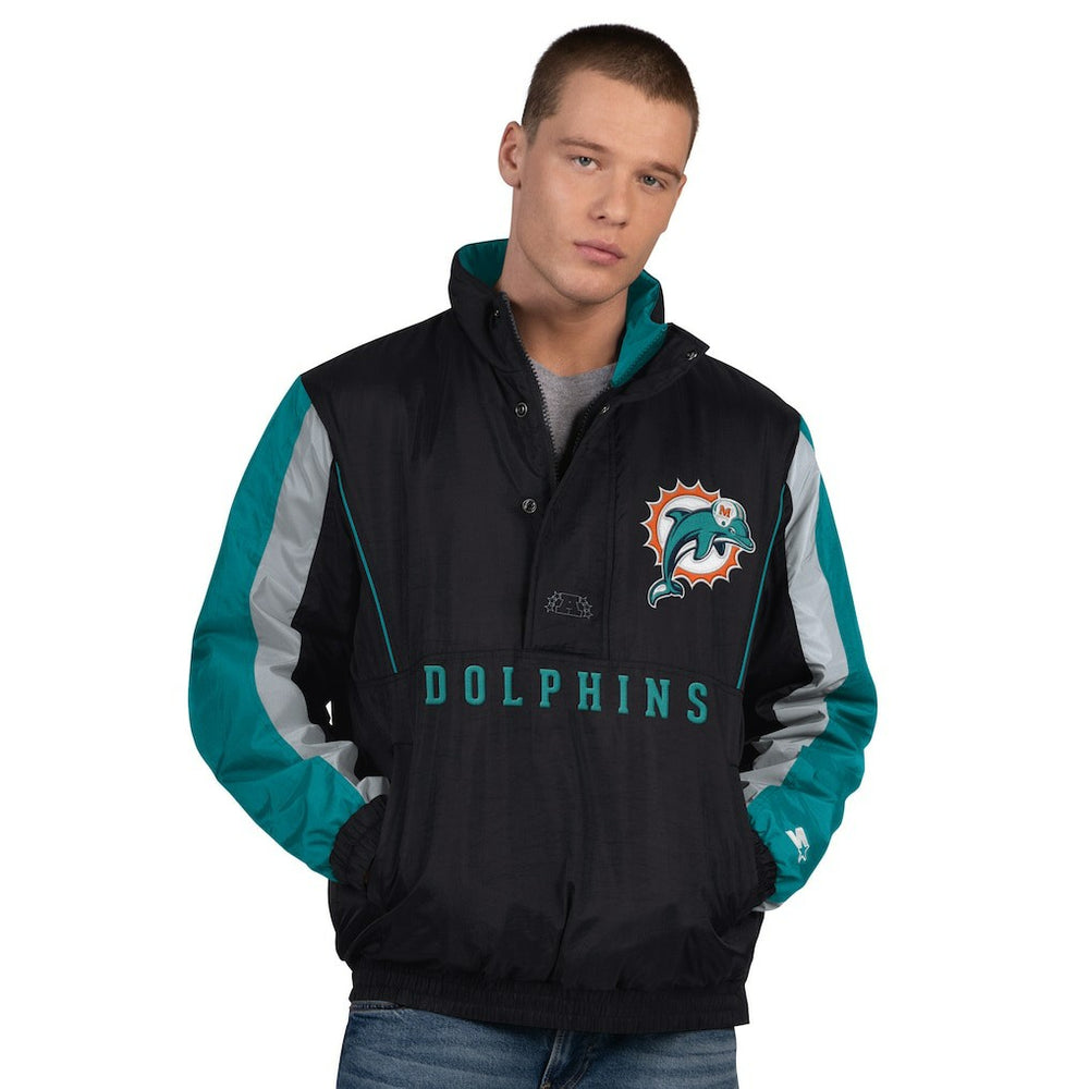 Miami Dolphins Starter Thursday Night Gridiron Vintage Logo Half-Zip Jacket - Black Jackets