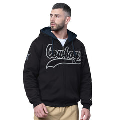 Dallas Cowboys Starter Big Shot Full-Zip Double Hoodie - Black Hoodies