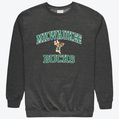 Milwaukee Bucks Hardwood Classics Big & Tall Crewneck Sweatshirt Heather Charcoal - Mitchell & Ness