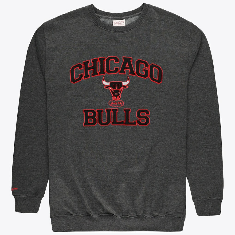 Chicago Bulls Hardwood Classics Big & Tall Crewneck Sweatshirt Heather Charcoal - Mitchell & Ness outlet