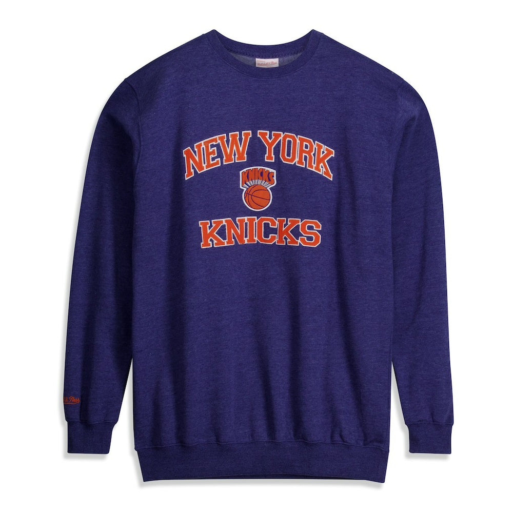 New York Knicks Hardwood Classics Big & Tall Crewneck Sweatshirt Heather Blue - Mitchell & Ness