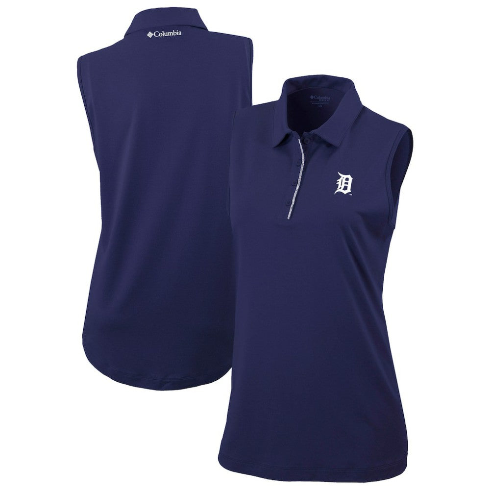 Detroit Tigers Columbia Women's Tend The Ball Sleeveless Polo - Navy