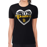 San Diego Padres G-III 4Her by Carl Banks Women's Super-Slim Fit Lightweight Double Heart T-Shirt - Black T-shirts