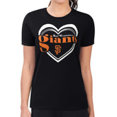 San Francisco Giants G-III 4Her by Carl Banks Women's Super-Slim Fit Lightweight Double Heart T-Shirt - Black T-shirts