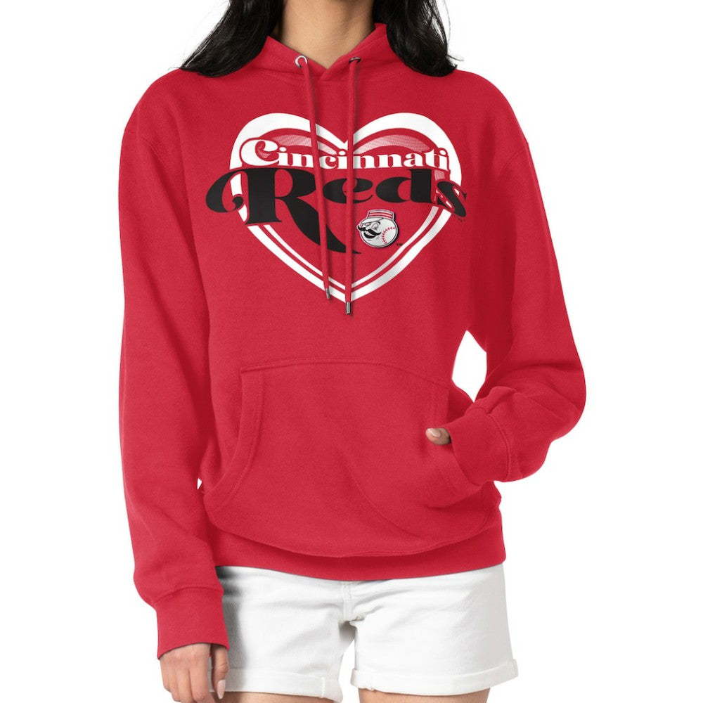 Cincinnati Reds G-III 4Her by Carl Banks Women's Double Heart Fleece Pullover Hoodie - Red Hoodies