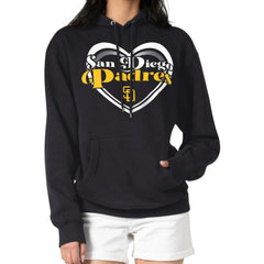 San Diego Padres G-III 4Her by Carl Banks Women's Double Heart Fleece Pullover Hoodie - Black Hoodies