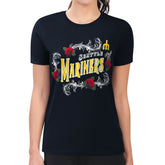 Seattle Mariners G-III 4Her by Carl Banks Women's Super-Slim Fit Lightweight Retro Roses T-Shirt - Navy T-shirts