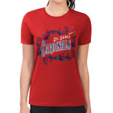 St. Louis Cardinals G-III 4Her by Carl Banks Women's Super-Slim Fit Lightweight Retro Roses T-Shirt - Red T-shirts