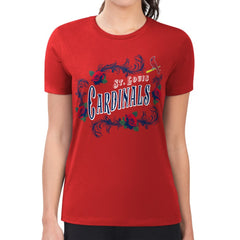 St. Louis Cardinals G-III 4Her by Carl Banks Women's Super-Slim Fit Lightweight Retro Roses T-Shirt - Red T-shirts