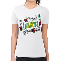 Athletics G-III 4Her by Carl Banks Women's Super-Slim Fit Lightweight Retro Roses T-Shirt - White T-shirts