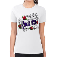 Colorado Rockies G-III 4Her by Carl Banks Women's Super-Slim Fit Lightweight Retro Roses T-Shirt - White T-shirts