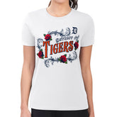Detroit Tigers G-III 4Her by Carl Banks Women's Super-Slim Fit Lightweight Retro Roses T-Shirt - White T-shirts