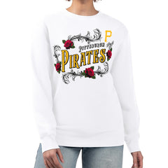 Pittsburgh Pirates G-III 4Her by Carl Banks Women's Retro Roses Fleece Pullover Sweatshirt - White Pullover