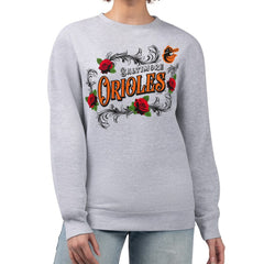 Baltimore Orioles G-III 4Her by Carl Banks Women's Retro Roses Fleece Pullover Sweatshirt - Gray Pullover
