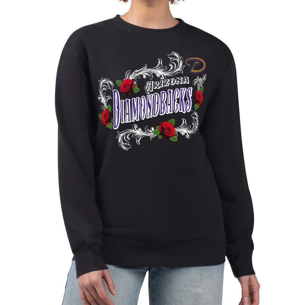 Arizona Diamondbacks G-III 4Her by Carl Banks Women's Retro Roses Fleece Pullover Sweatshirt - Black Pullover