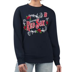 Boston Red Sox G-III 4Her by Carl Banks Women's Retro Roses Fleece Pullover Sweatshirt - Navy Pullover
