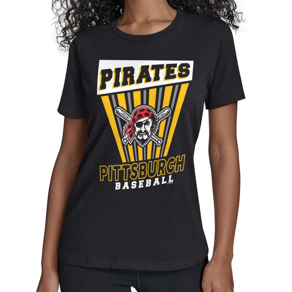 Pittsburgh Pirates Starter Women's Poster Print T-Shirt - Black T-shirts